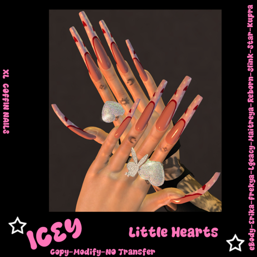 Second Life Marketplace Icey Little Hearts XL Coffin nails